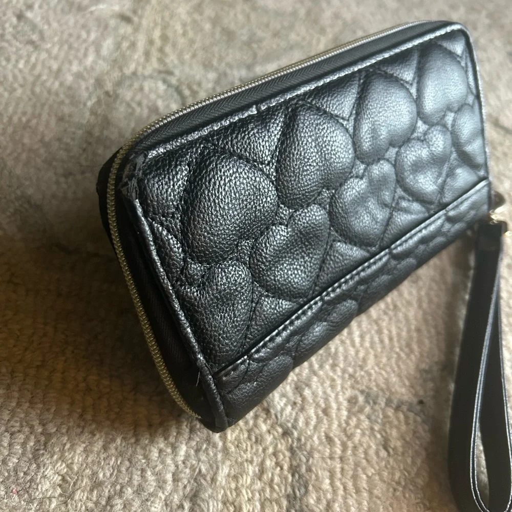 Betsey Johnson Quilted Wallet with Heart Charm